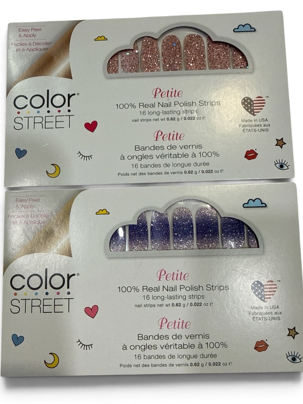 Color street petite glitter nail polish strips stickers New